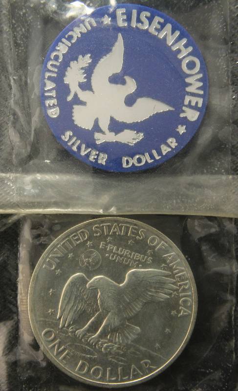 lot 31 image: 1971-S EISENHOWER 40% SILVER DOLLAR ORIGINAL GOVT SEALED