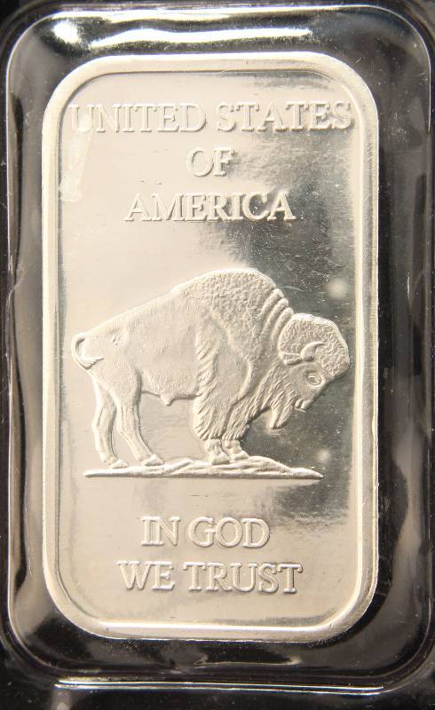 lot 38 image: 1 TROY OZ. .999 FINE SILVER BAR INDIAN BUFFALO SEALED
