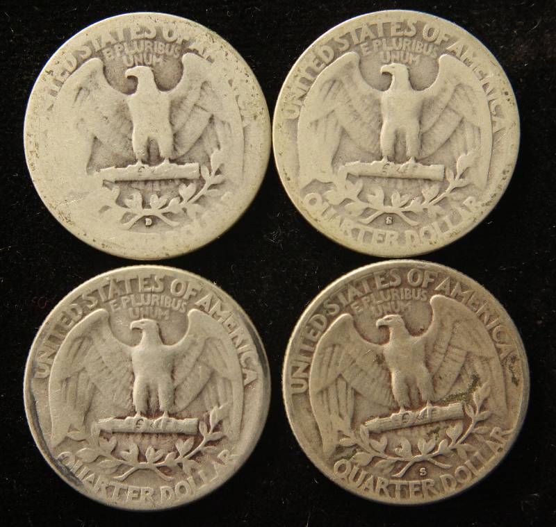 lot 42 image: GROUP OF 4 SILVER WASHINGTON QUARTERS