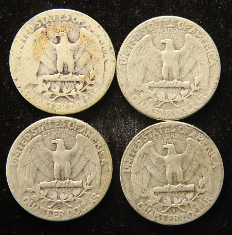 lot 72 image: GROUP OF 4 SILVER WASHINGTON QUARTERS