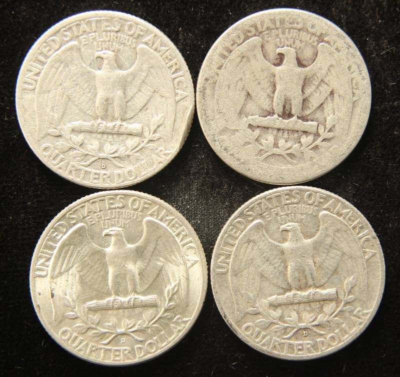 lot 80 image: GROUP OF 4 SILVER WASHINGTON QUARTERS