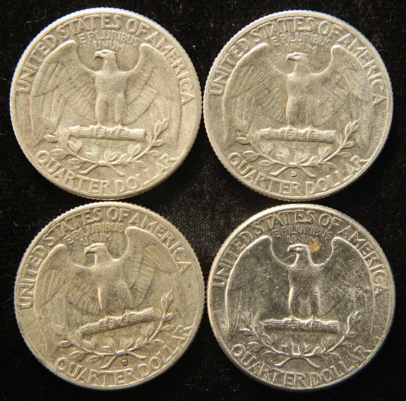 lot 84 image: GROUP OF 4 SILVER WASHINGTON QUARTERS