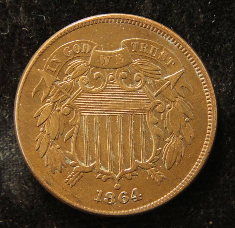 lot 02 image: 1864 US TWO CENT PIECE IN HIGH GRADE