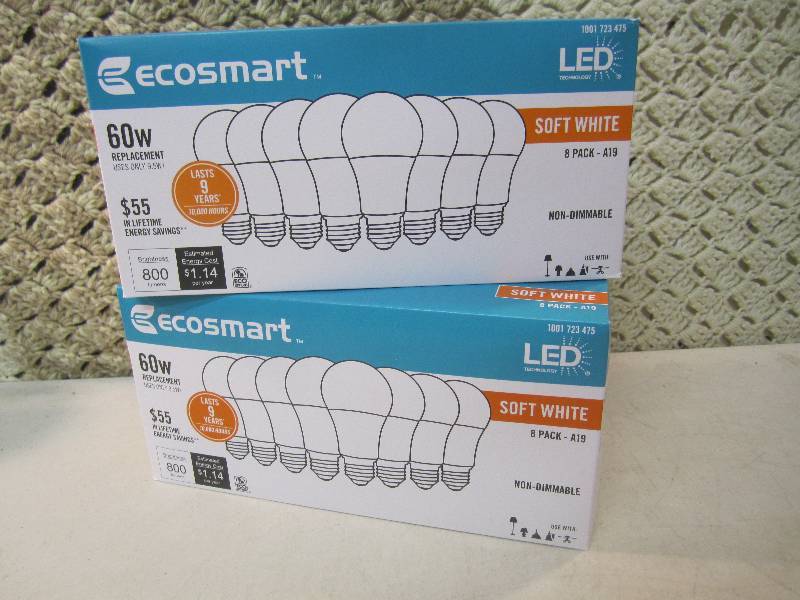 lot 16 image: 2 - 8 Pack Boxes of LED Light Bulbs...