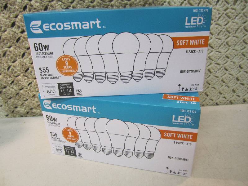lot 18 image: 2 - 8 Pack Boxes of LED Light Bulbs...