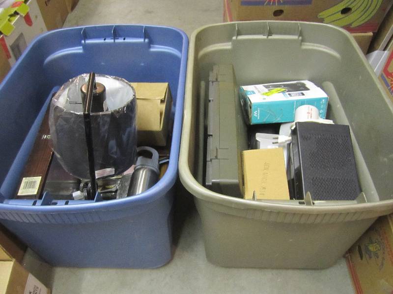 lot 101 image: 2 Plastic Totes Full of Misc  RM6...