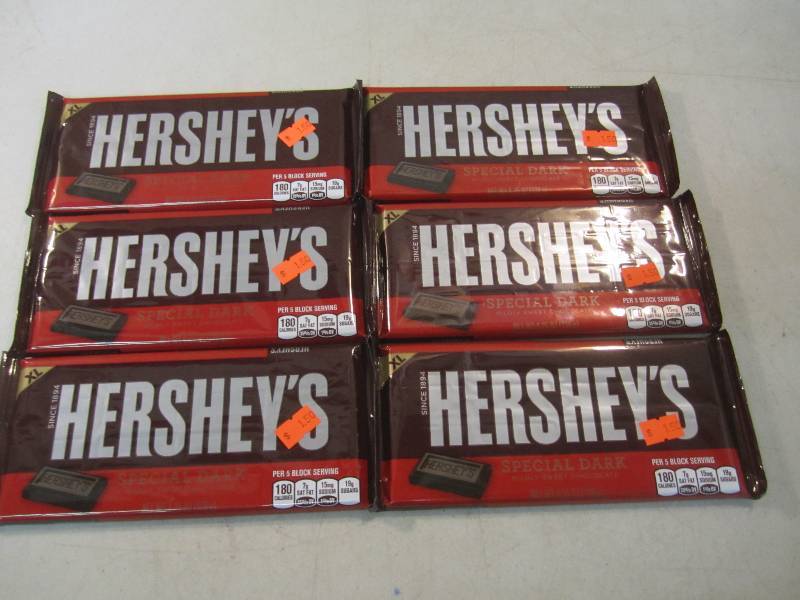 lot 120 image: 6 XL Hersheys Special Dark Chocolat...