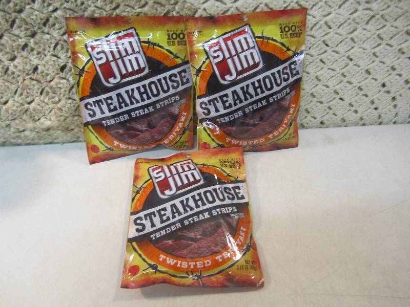 lot 136 image: 3 Bags of Slim Jim Steakhouse Tende...
