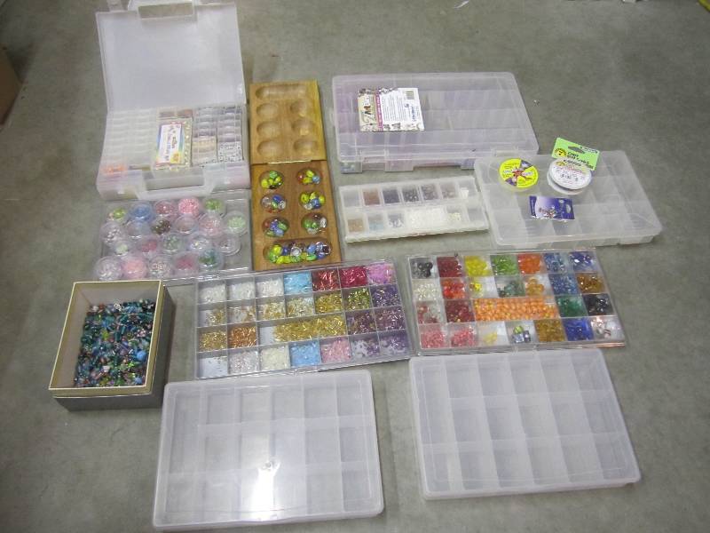 lot 180 image: Lot of Crafting Beads Etc with Cont...