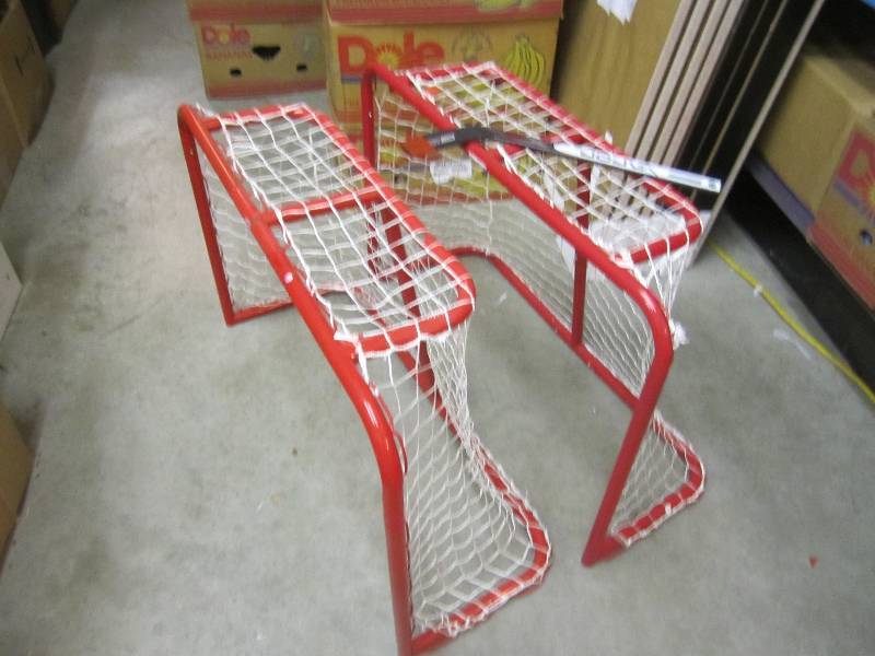 lot 181 image: Pair of Small Hockey Goals and Stic...