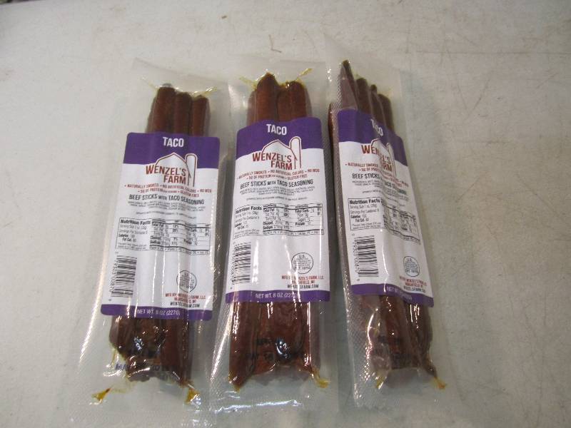 lot 236 image: 3 Packs of Wenzels Farm Beef Stick...