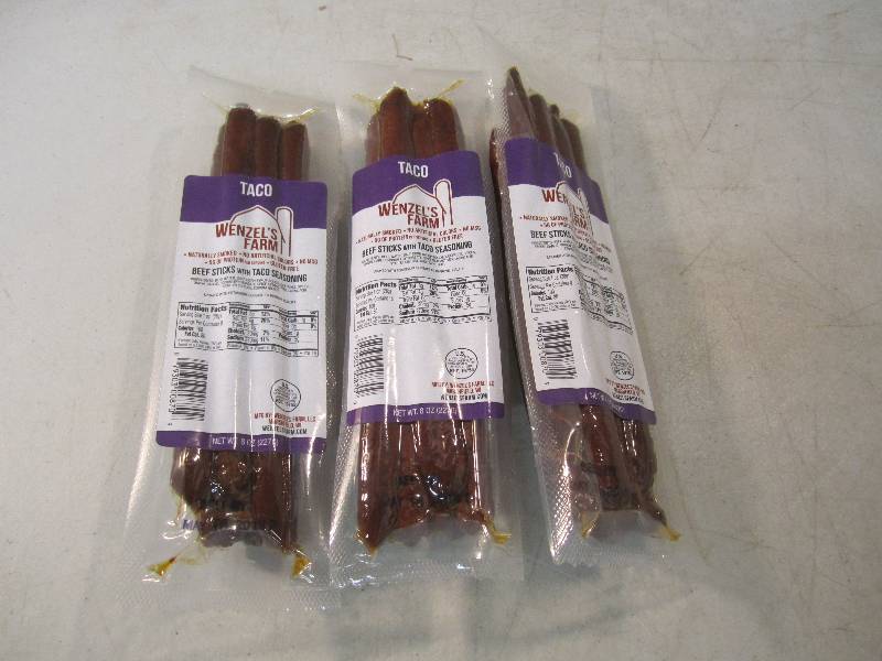 lot 237 image: 3 Packs of Wenzels Farm Beef Stick...