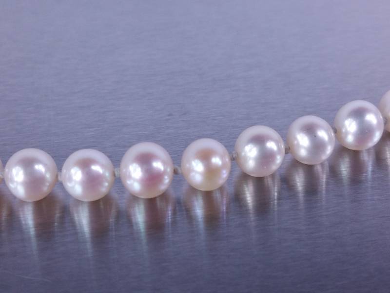 lot 3 image: Mikimoto Pearl Necklace 14k