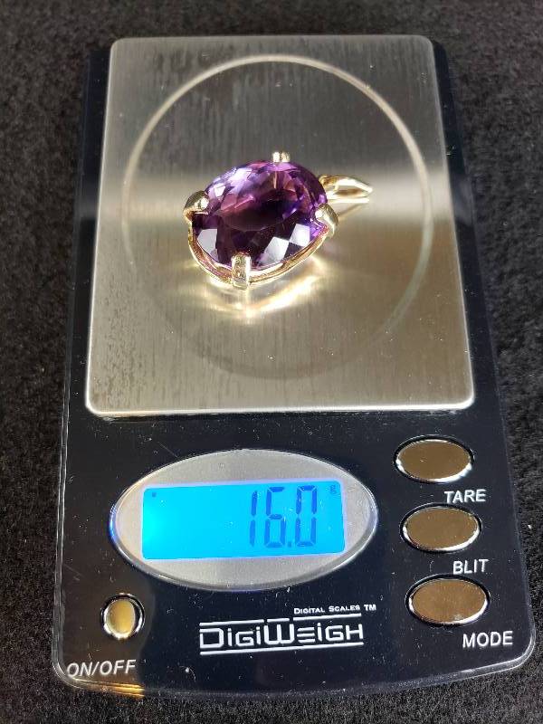 lot 8 image: 20 Carat Natural Amethyst Custom Estate Pendant 14k