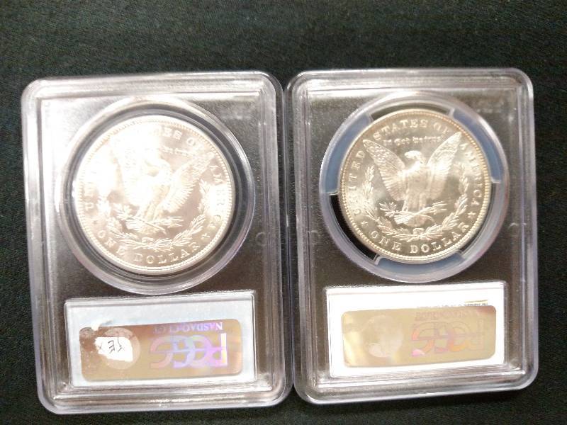 1881 & 1882 PCGS MS63 Morgan Silver...