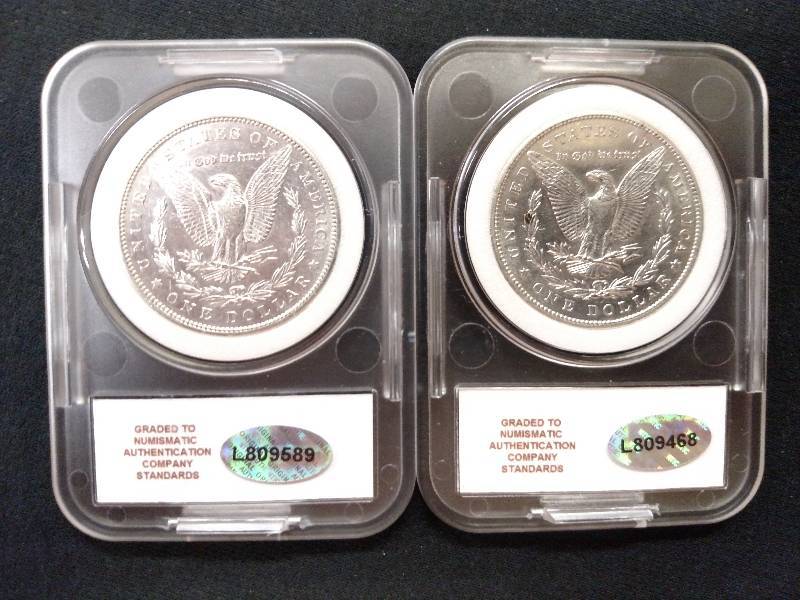 1897 S & 1900 NAC MS66 Morgan Silve...