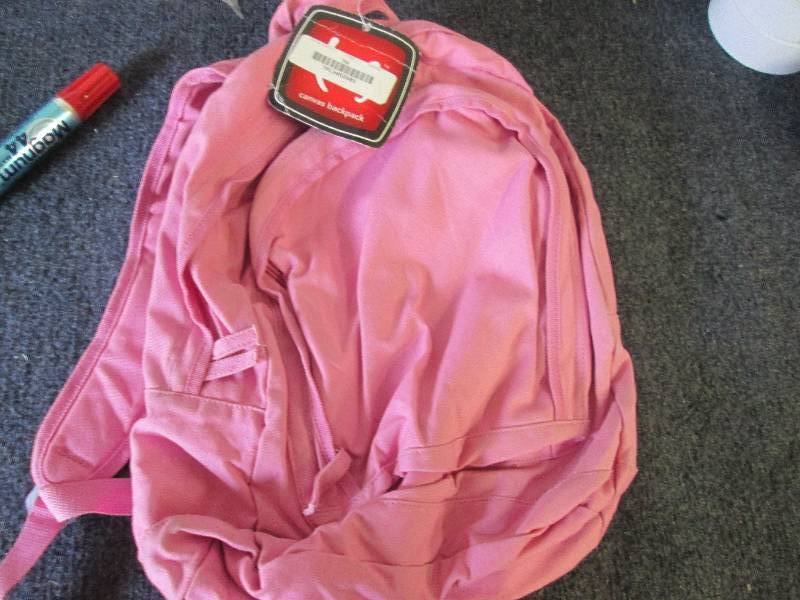lot 23 image: pink canvas bagpack...