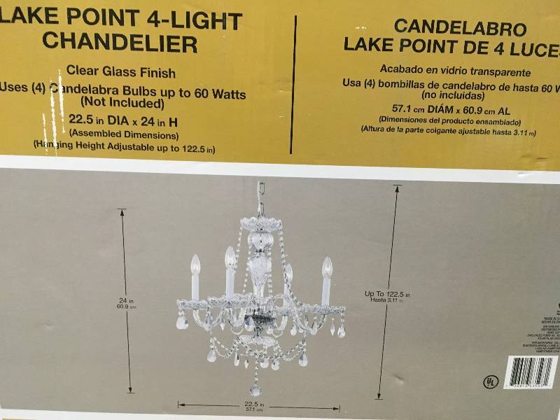 lot 5 image: Hampton Bay Lake Point 4-Light Chrome and Clear Crystal Chandelier
