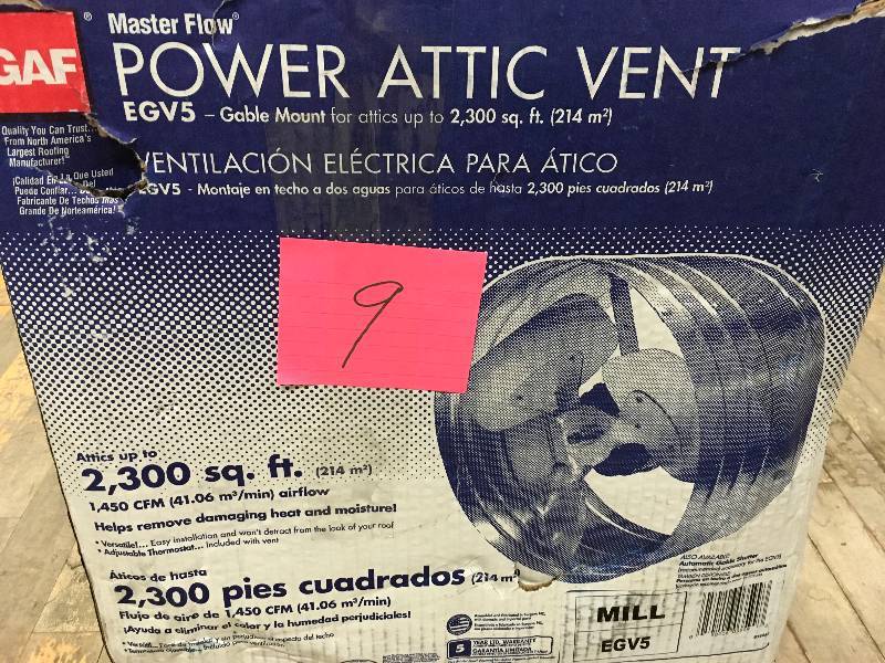 lot 9 image: Masterflow 1450 CFM Power Gable Mount Attic Fan