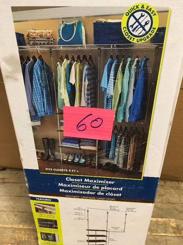 lot 60 image: Close Maid 4 ft. - 8 ft. Laminate Closet Maximizer in Dark Cherry