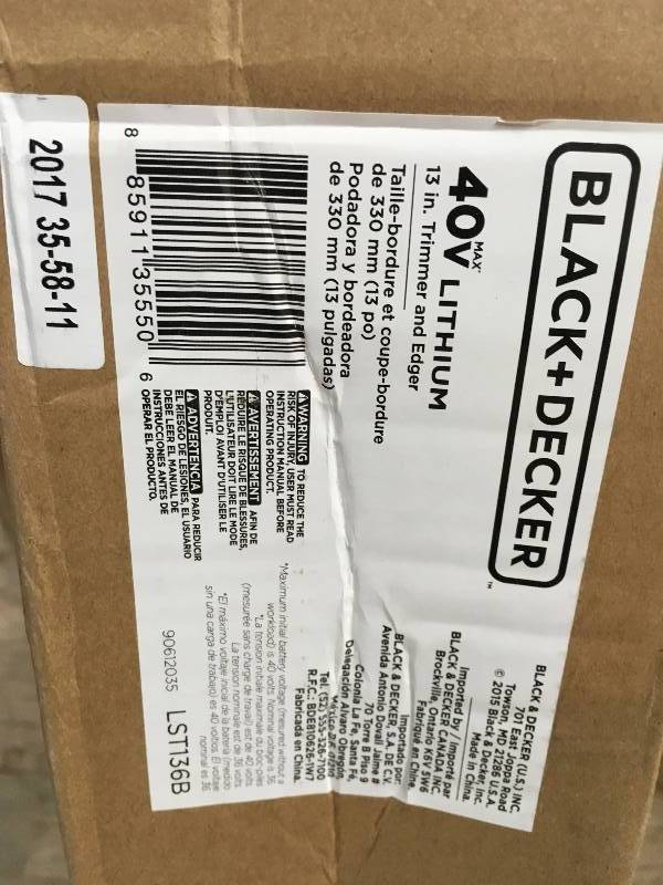lot 74 image: Black and Decker 13 in. 40-Volt MAX Lithium-Ion Cordless 2-in-1 String Grass TrimmerLawn Edger