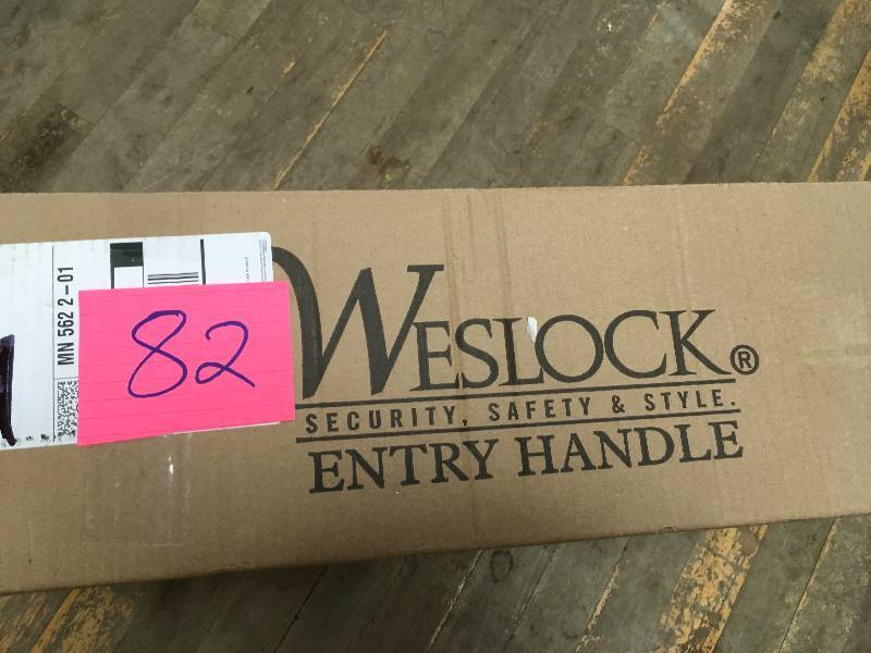 lot 82 image: Weslock Elegance Philbrook Entry Handle Exterior Oil Rubbed Bronze not used