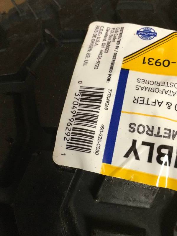 lot 89 image: Cub Cadet 18 in. Rear Tire Assembly for RZT L and RZT S Series Mowers