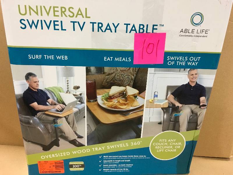 lot 101 image: Able Life Universal Swivel TV Tray Table