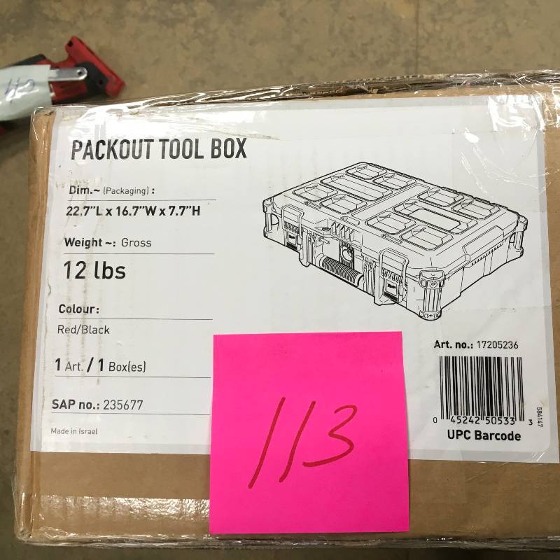 lot 113 image: Milwaukee PACKOUT 22 in. Tool Box