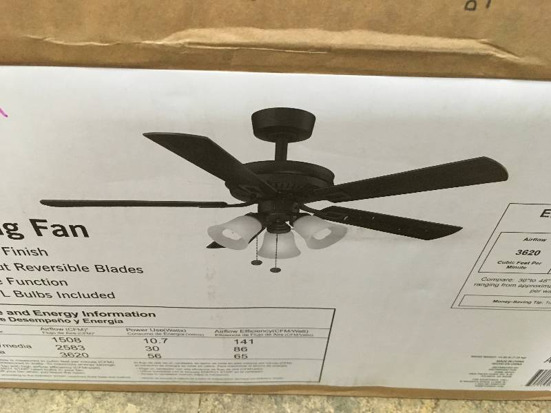 lot 119 image: Hampton Bay Sinclair 44 in. Indoor Oil-Rubbed Bronze Ceiling Fan with Light Kit