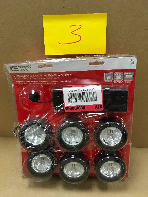 lot 3 image: Hampton Blay 6-Light Xenon Black Under Cabinet Puck Light Kit