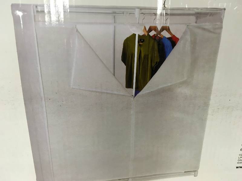 lot 8 image: Honey-can-do 60 in. H x 64 in. W x 20 in. D Portable Closet in White