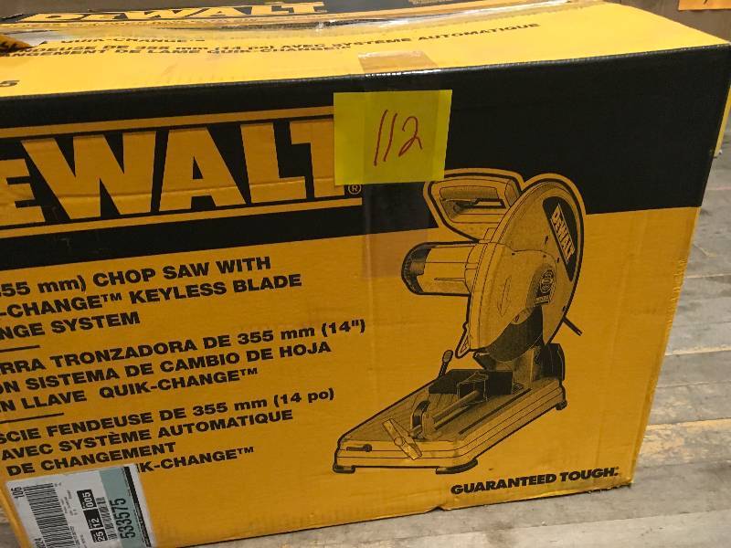 lot 112 image: DEWALT 15 Amp 14 in. Cut-Off Saw