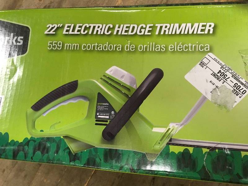 lot 116 image: GREENWORKS 22 in. 4 Amp Electric Hedge Trimmer