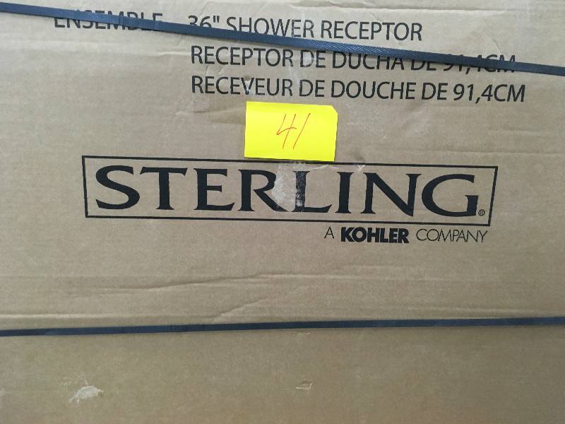 lot 41 image: STERLING Ensemble 36 in. x 34 in. Single Threshold Shower Base in White