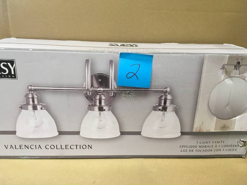 3-Light Brushed Nickel Vanity Bath Light with Glass Shades