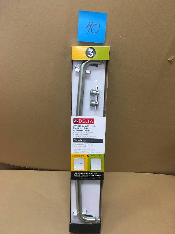 DELTA Simplicity 20 in. Handle with Knobs for Sliding Shower or Bathtub Door in Nickel