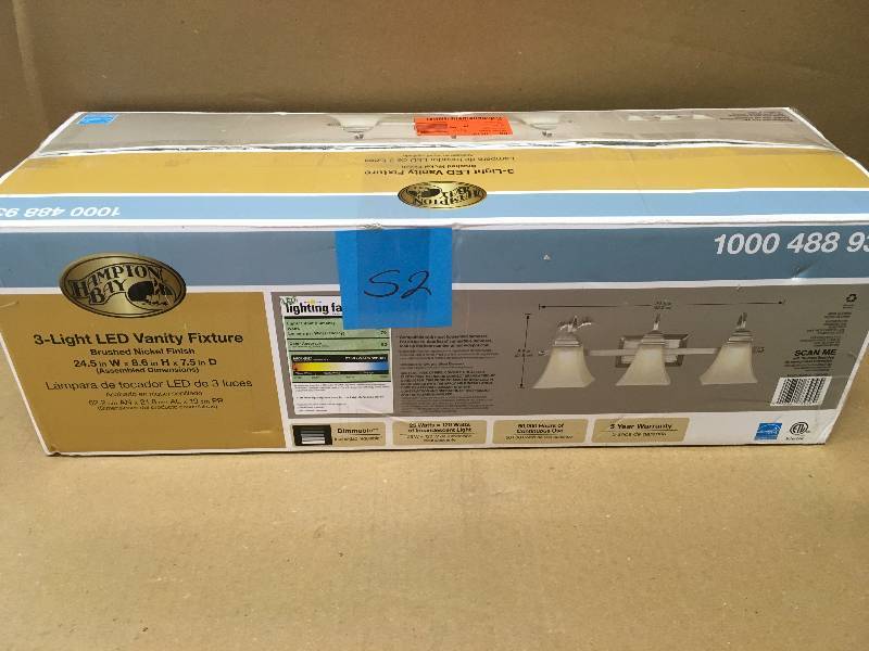 Hampton Bay 120-Watt Equivalent 3-Light Brushed Nickel Integrated LED Vanity Light