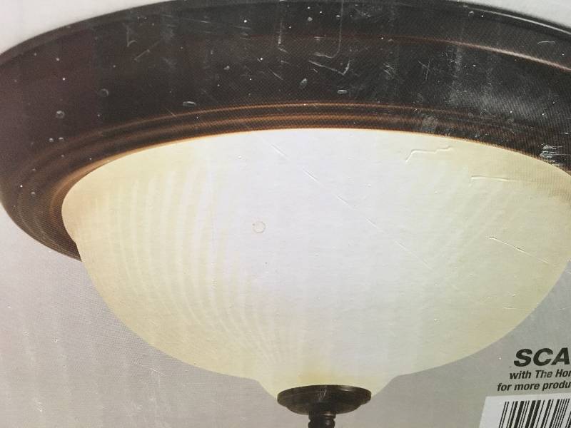 Hampton Bay 11 in. 2-Light Oil-Rubbed Bronze Flushmount with Frosted Swirl Glass Shade Lot of 2