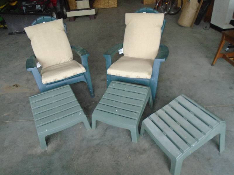 Plastic Patio Chair and Footstools