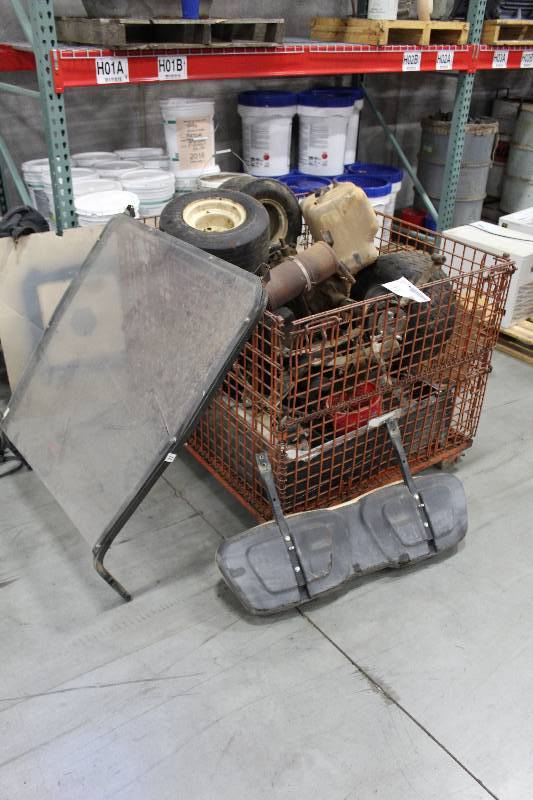 lot 11 image: Golf Cart Parts - Tires w Rims, Seats, Engine Parts, Utility Bed