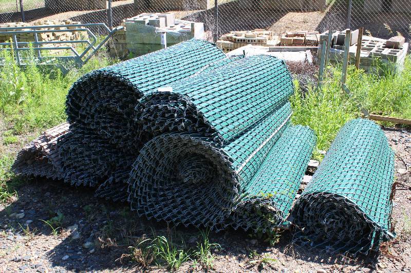 lot 35 image: Lot of (7) Green Insert Chain Link Fencing Rolls