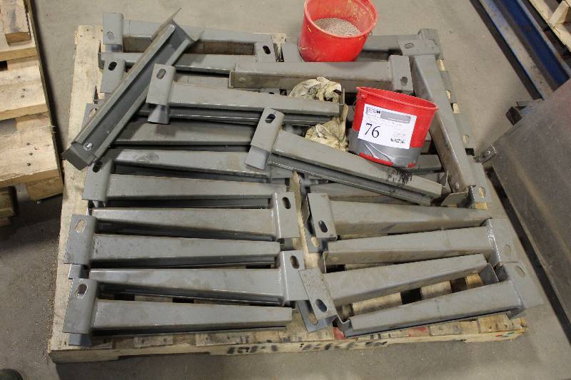 lot 76 image: Lot of (24) Commercial Shelving Arms For Packaging w Hardware