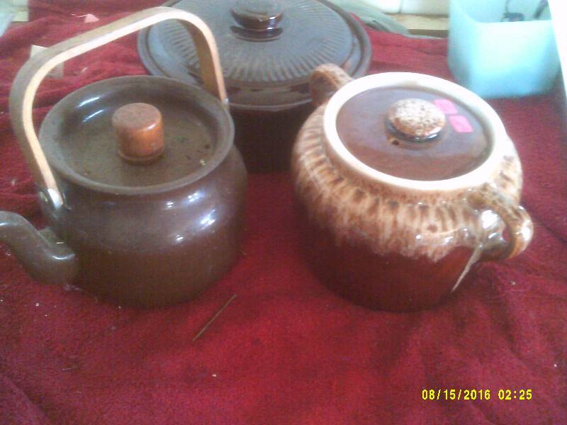 VINTAGE BEAN POT , TEA POT , CROCK BAKING DISH