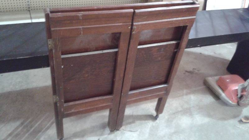 lot 62 image: Mid Century Modern Robert Wolff WoodCraft Fold-a-Bar Wood Shelf, Used, Shows Wears, Scratches
