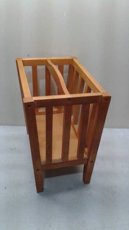 lot 96 image: Small Wood Newspaper Rack, Used, Some Wear