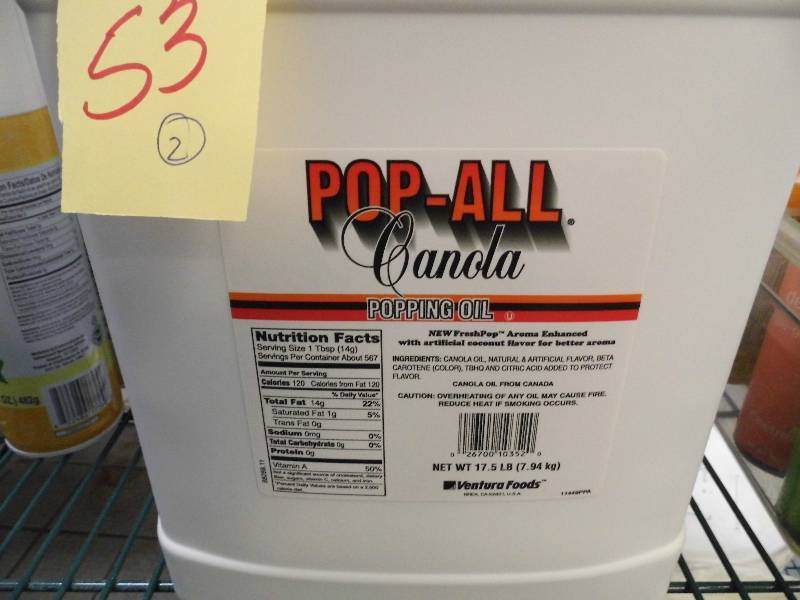 lot 53 image: Canola Popping Oil