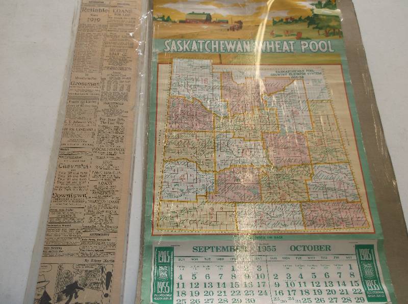 lot 59 image: Vintage news article and 1955 calendar