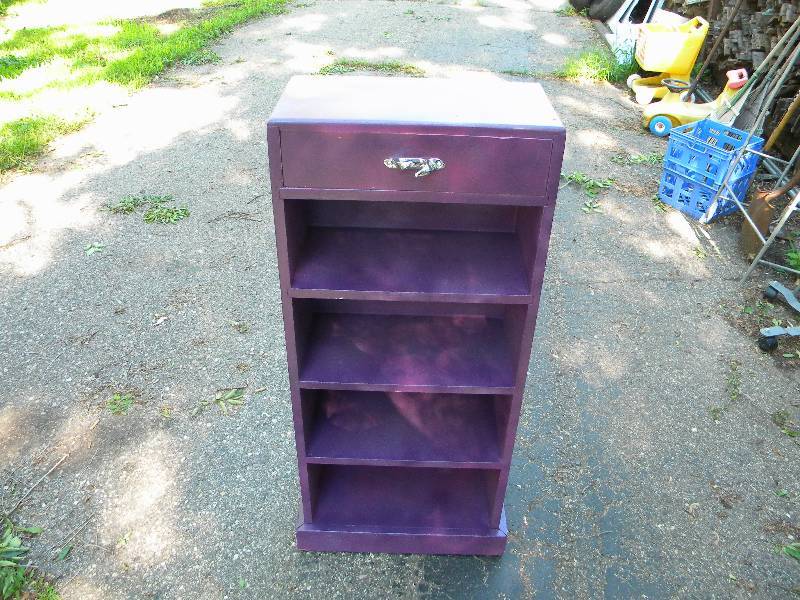 lot 76 image: Purple Wood Shelf with Drawer