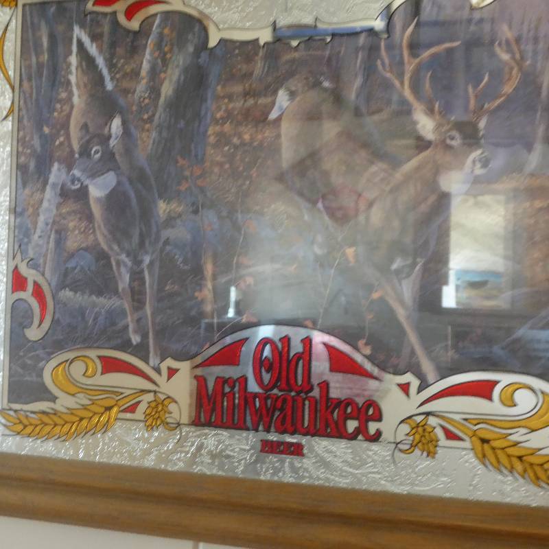 lot 40 image: Old Milwaukee Whitetail Deer Mirror Sign